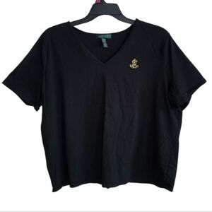 Lauren Ralph Lauren Black Tee with Gold Logo